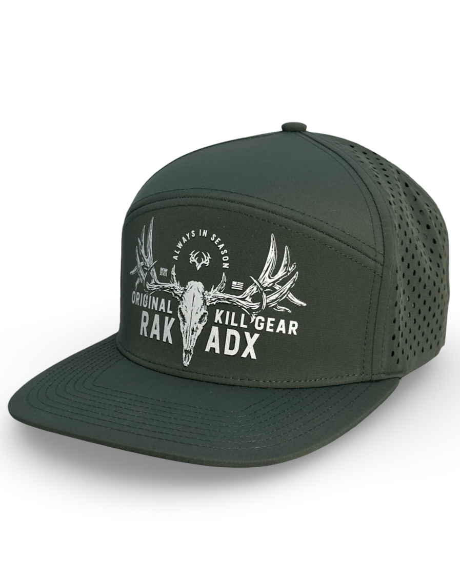 "Rustic Rak" Steel Green 7 Panel Water Repellent Snapback Trucker