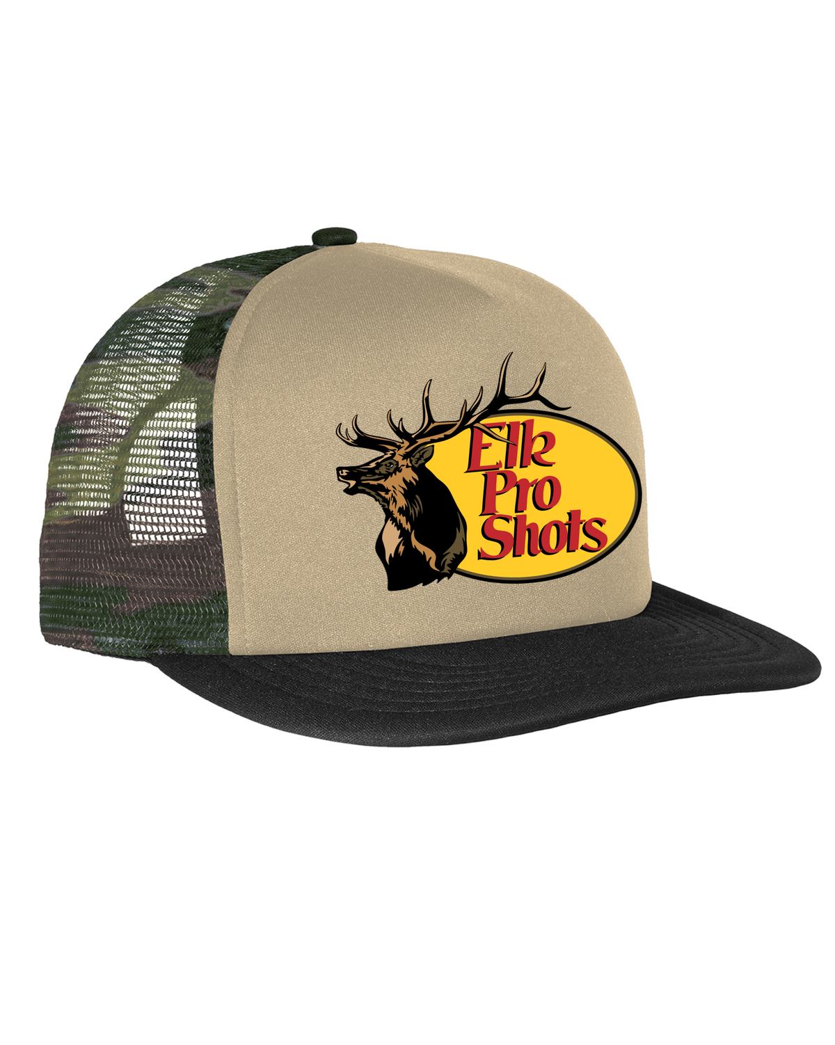 Elk Assassins - Elk Pro Shots Tan Foam Camo Back Flatbill Hat OD