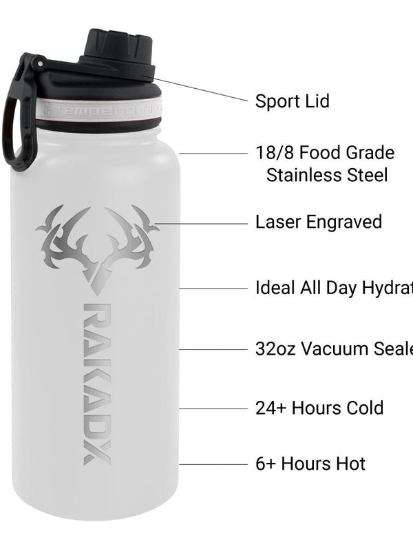 18 oz. White Stainless Steel Water Bottle with Sports Lid