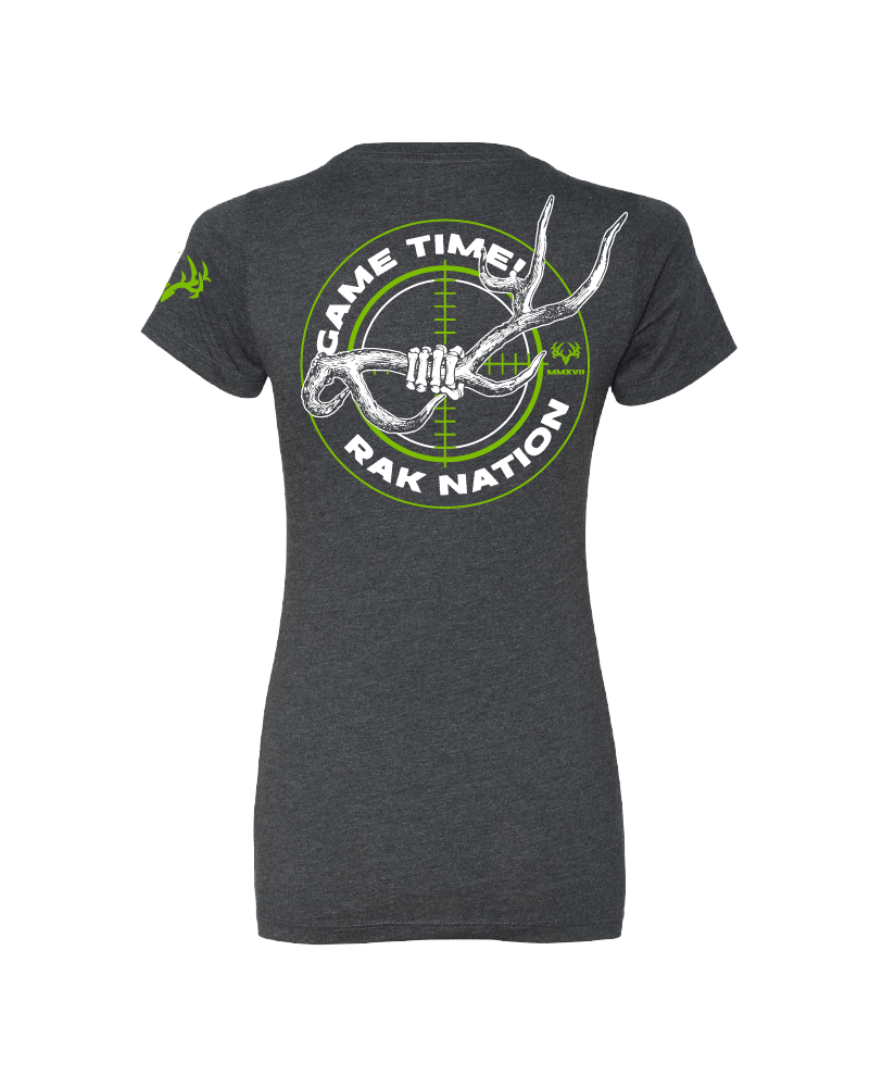 Ladies "Game Time!" Charcoal Tee Shirt