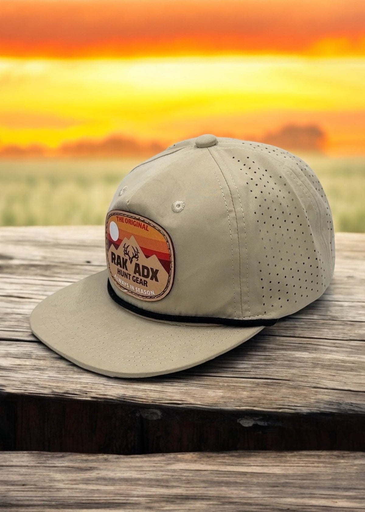 &quot;Wilderness&quot; Color Leather Patch Birch/Black Performance Rope Hat