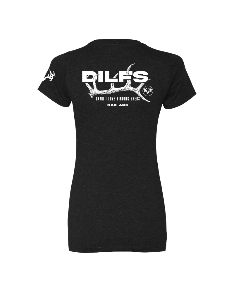 Ladies &quot;DILFS - Damn I LOVE Finding Sheds&quot; Black T-Shirt
