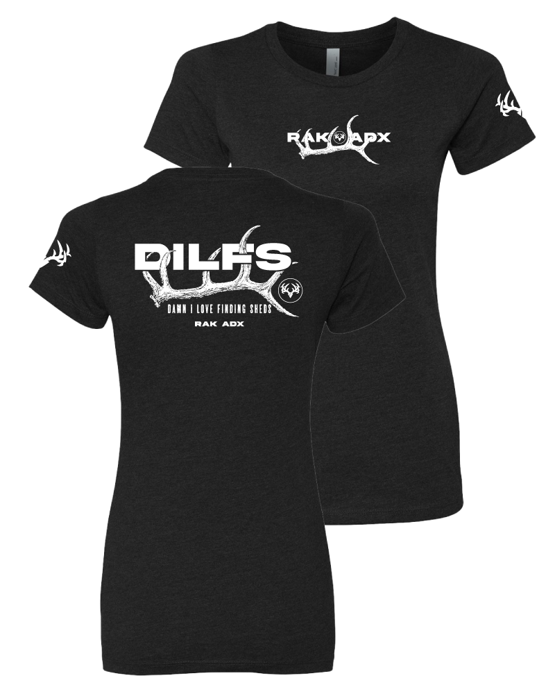Ladies &quot;DILFS - Damn I LOVE Finding Sheds&quot; Black T-Shirt