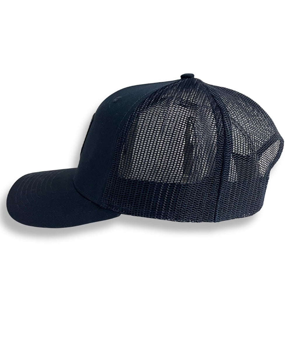 Blue and True Leather Patch Trucker