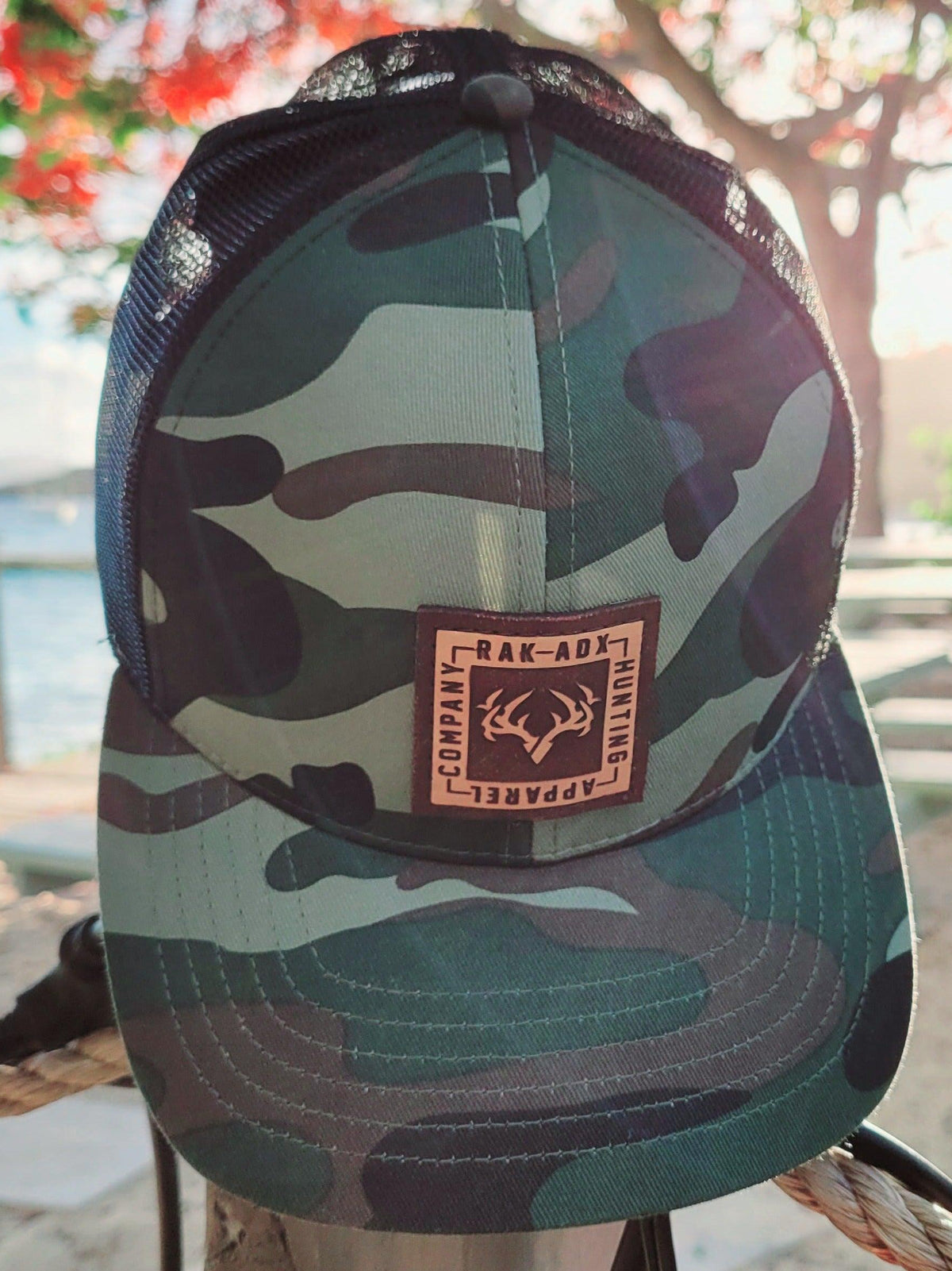 Delta Camo Leather Patch Trucker Hat